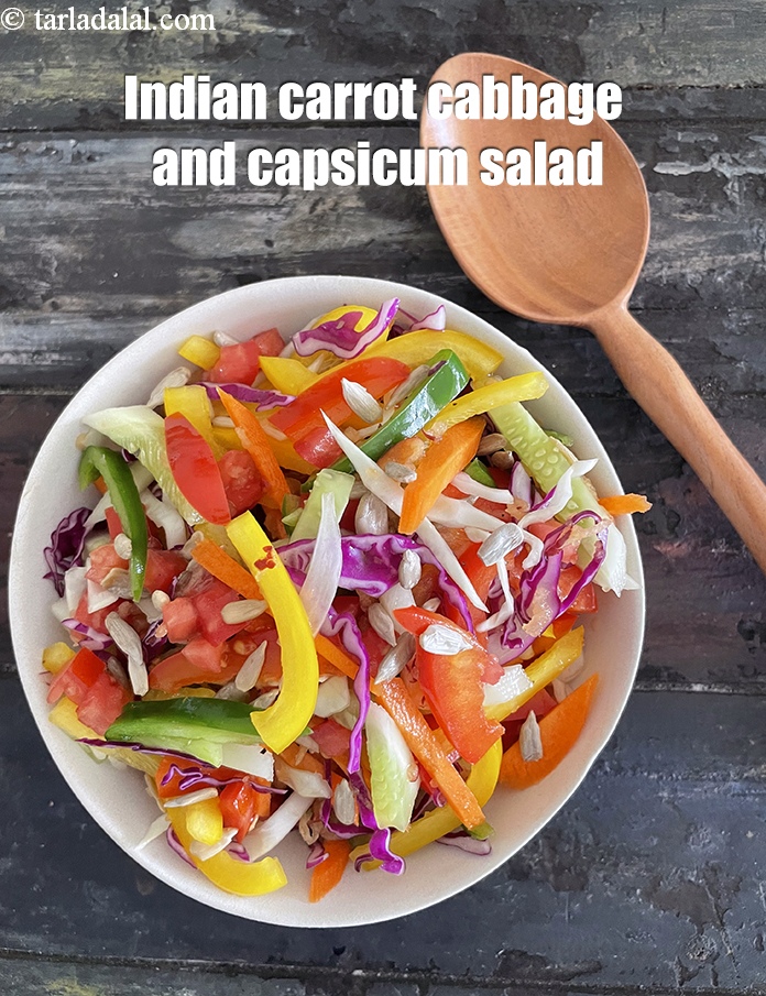 Step 26 – Serve <strong>nutritious vegetable salad | Indian carrot, cabbage and capsicum salad | low salt high …