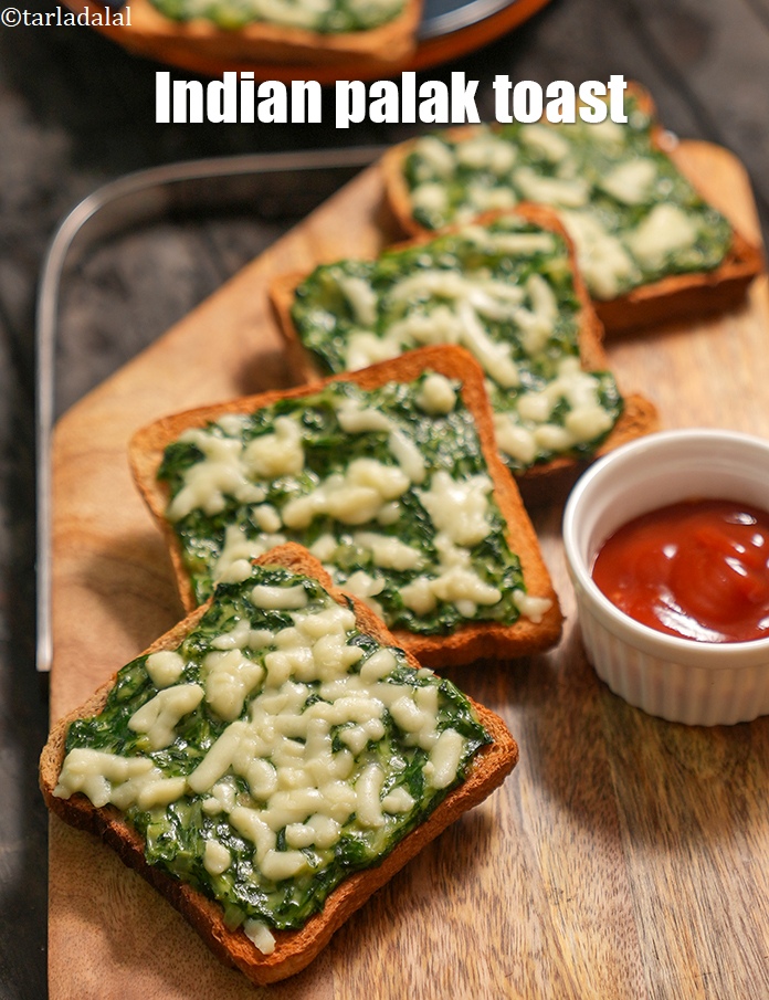 Step 25 – Serve <!--%3Cmeta%20charset%3D%22UTF-8%22%20%2F%3E--><strong>creamy spinach toast | Indian palak toast | spinach, vegetable cheese toast |</strong>&nbsp;&nbsp;immediately.