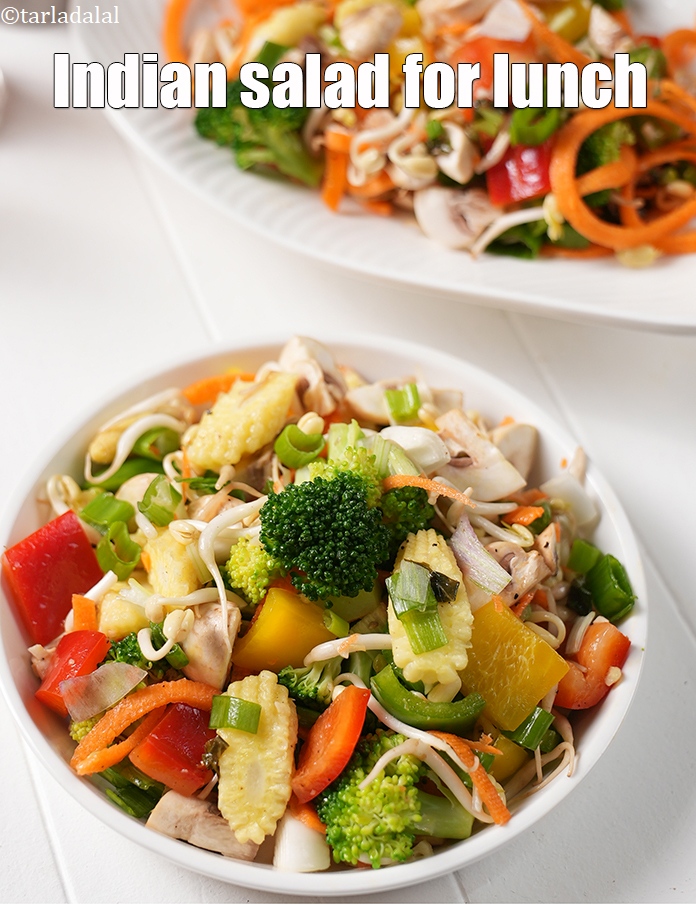 Step 32 – Serve <strong>baby corn and mushroom salad | &nbsp;sprouts, capsicum, carrots salad | Vitamin C, Vitamin …