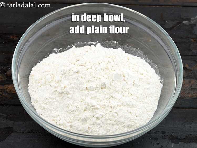 Step 32 – In a deep bowl, add 2 cups&nbsp;<a href="https://www.tarladalal.com/glossary-plain-flour-maida-188i">plain flour (maida)</a>.&nbsp;