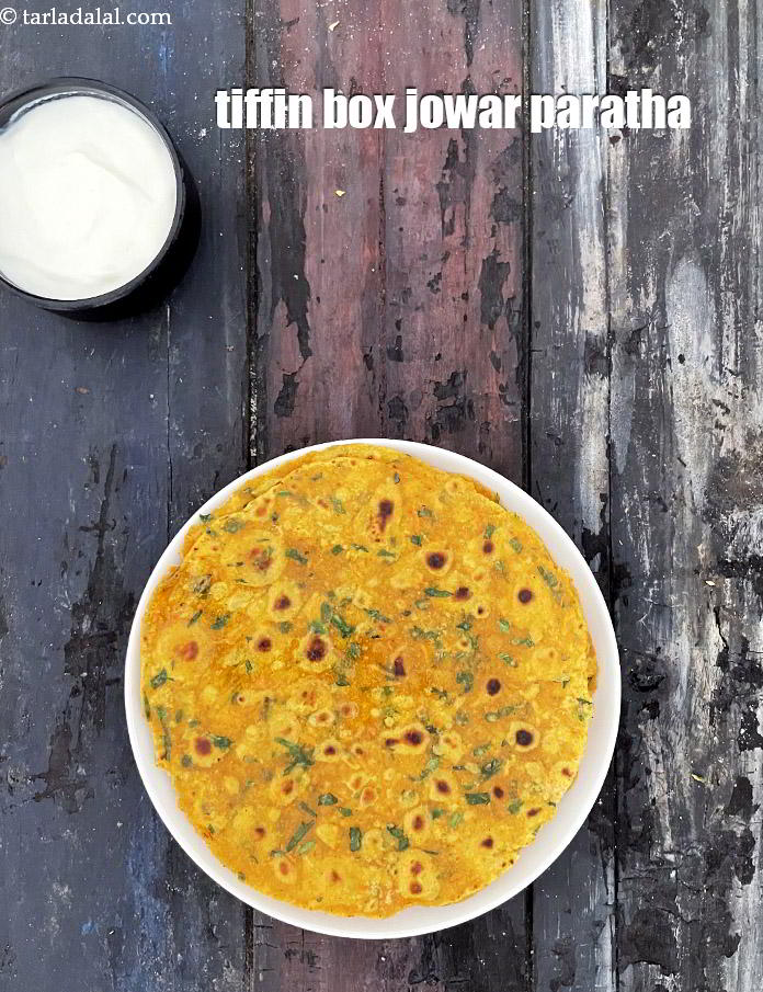 Step 25 – Serve <strong>jowar vegetable paratha | healthy jowar thepla | tiffin box paratha |&nbsp;</strong>hot with homemade …