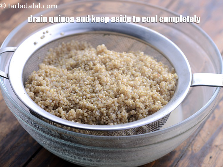 Step 7 – After 12 minutes, drain the quinoa, and fluff the quinoa with a fork and keep …