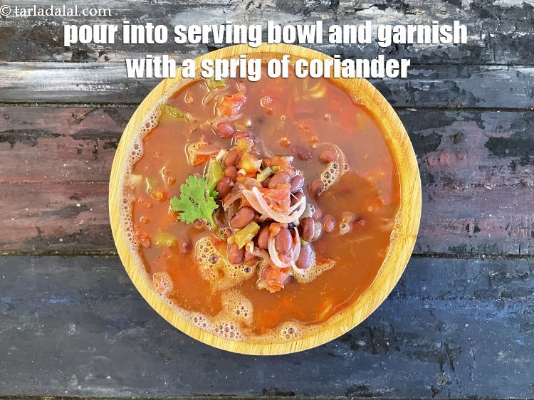 Step 33 – <p>Pour into a serving bowl and garnish <strong>bean and vegetable soup | kidney bean tomato …