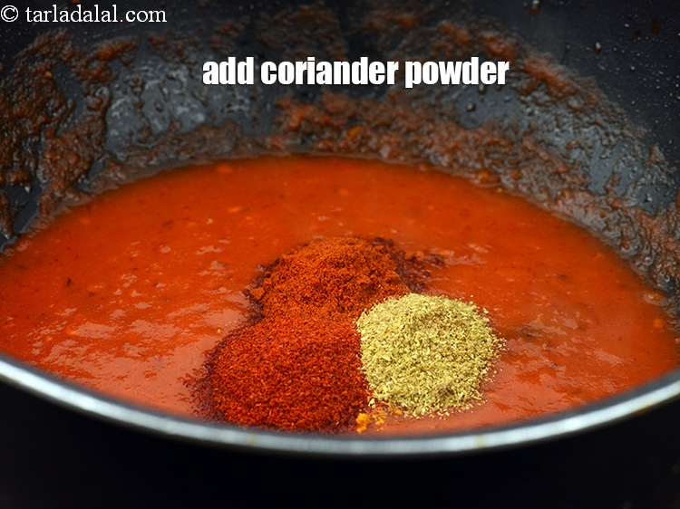 Step 26 – Add 1 tsp <a href="https://www.tarladalal.com/glossary-coriander-powder-dhania-powder-370i">coriander (dhania) powder</a>.