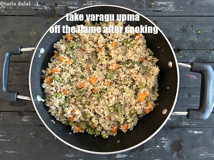Step 31 – <p>Take varagu upma off the flame after cooking.</p>