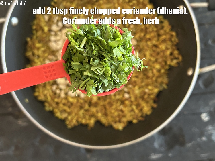 Step 27 – Add&nbsp;<meta charset="UTF-8" />2 tbsp&nbsp;finely&nbsp;<a href="glossary-chopped-coriander-783i">chopped coriander (dhania)</a>.&nbsp;Coriander adds a fresh, herbaceous flavor that complements the …