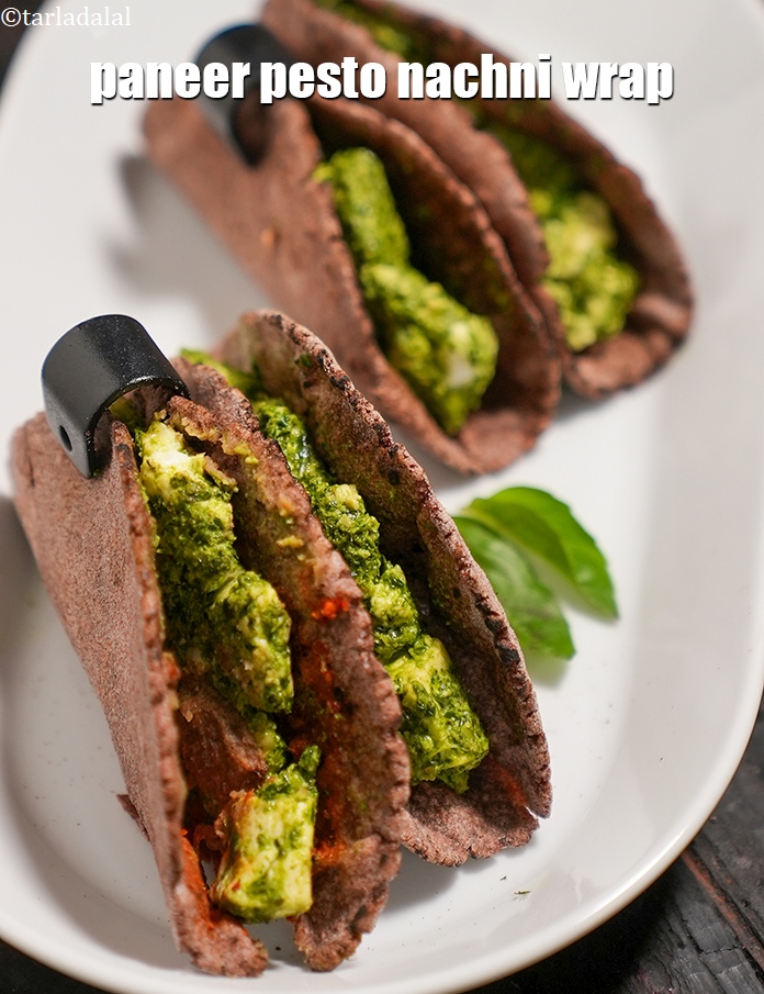 Step 27 – Serve <strong>ragi roti stuffed with paneer pesto | paneer pesto nachni wrap | healthy red …