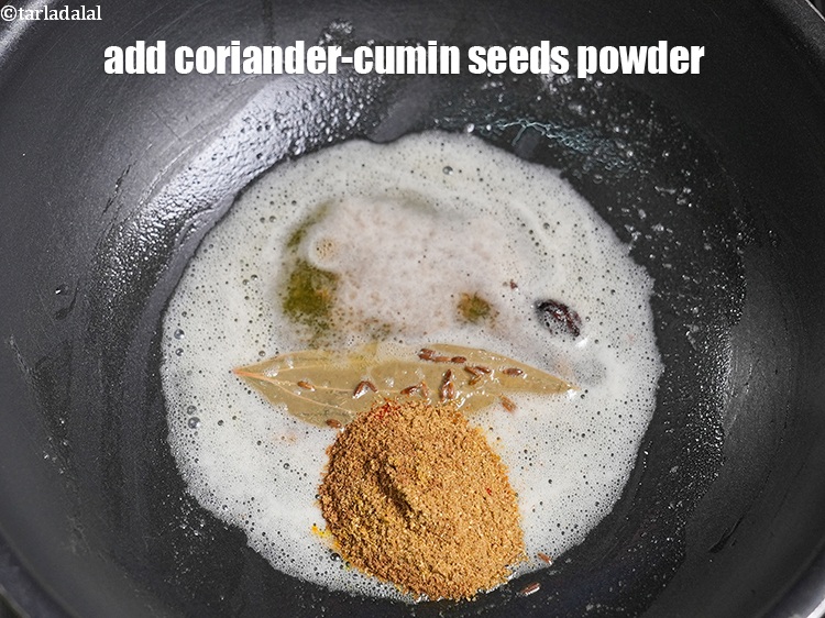 Step 26 – Add 1 tsp <a href="https://www.tarladalal.com/glossary-coriander-cumin-seeds-powder-dhania-jeera-powder-375i">coriander-cumin seeds (dhania-jeera) powder</a>.