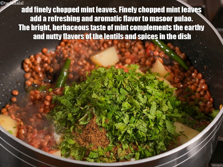 Step 26 – Add &frac12; cup finely <a href="https://www.tarladalal.com/glossary-chopped-mint-788i">chopped mint leaves (phudina)</a>. Finely chopped mint leaves add a …