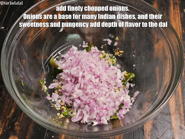 Step 26 – Add &frac12; cup finely <a href="https://www.tarladalal.com/glossary-chopped-onions-722i">chopped onions</a>. Onions are a base for many Indian dishes, …