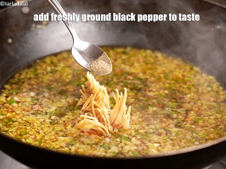 Step 26 – Add <a href="https://www.tarladalal.com/glossary-freshly-ground-black-pepper-kalimirch-powder-kali-mirch-ka-powder-567i">freshly ground black pepper (kalimirch)</a> to taste.