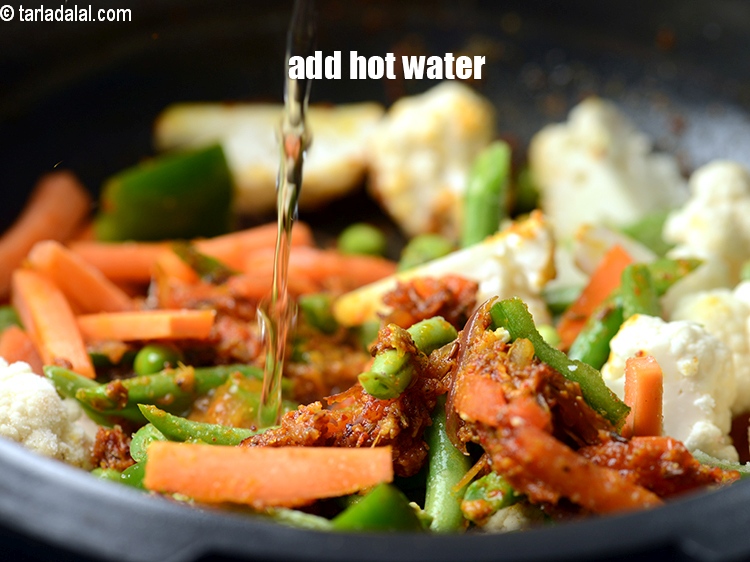 Step 26 – Add &frac14; cup hot water.