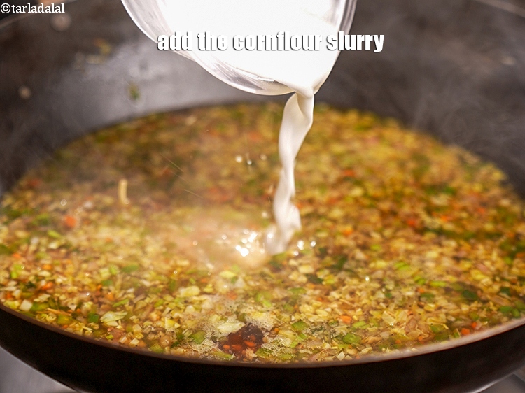 Step 27 – Add the cornflour slurry.