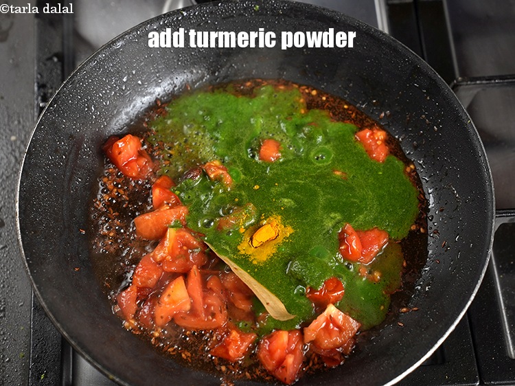 Step 26 – Add &frac14; tsp <a href="https://www.tarladalal.com/glossary-turmeric-powder-haldi-645i">turmeric powder (haldi)</a>.