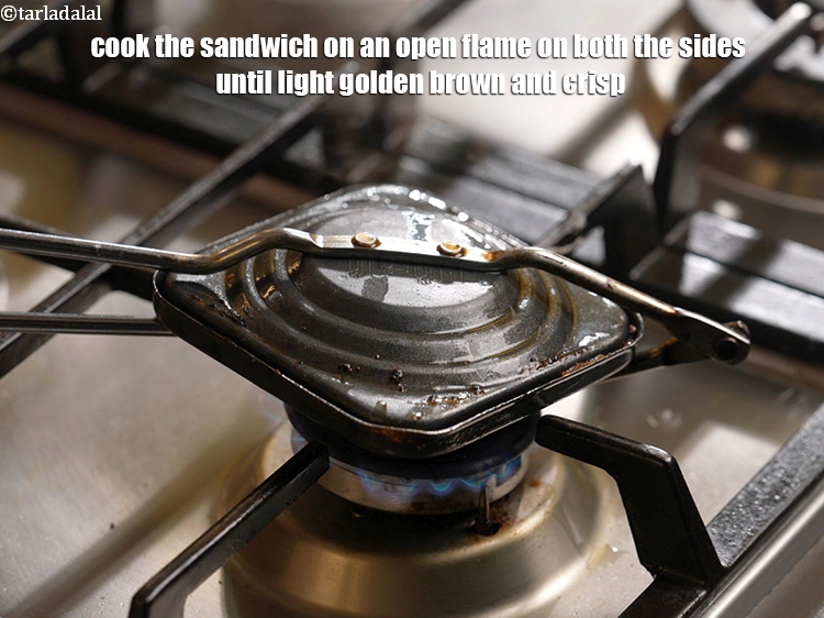 Step 26 – Cook the sandwich on an open flame on both the sides until light golden brown …