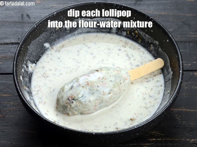 Step 27 – Dip each lollipop into the flour-water mixture.