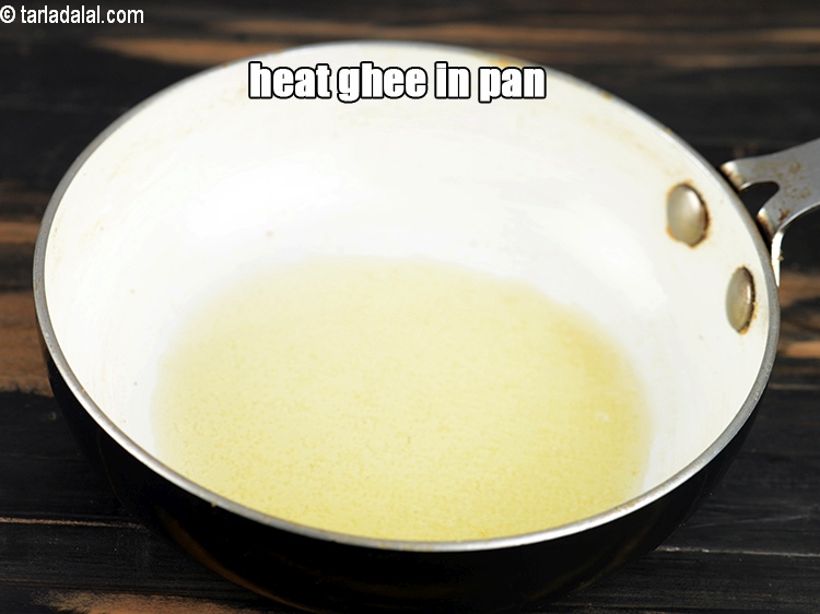 Step 27 – For the tempering, heat 1 tsp ghee in a small pan.