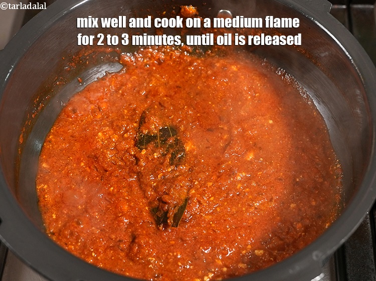 Step 26 – Mix well and cook on a medium flame for 2 to 3 minutes, until oil …