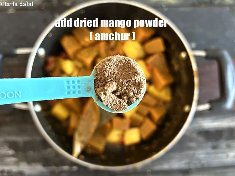Step 26 – Add&nbsp;<meta charset="UTF-8" /><strong>1/2 tsp</strong>&nbsp;<a href="glossary-dried-mango-powder-amchur-powder-148i">dried mango powder (amchur)</a>.