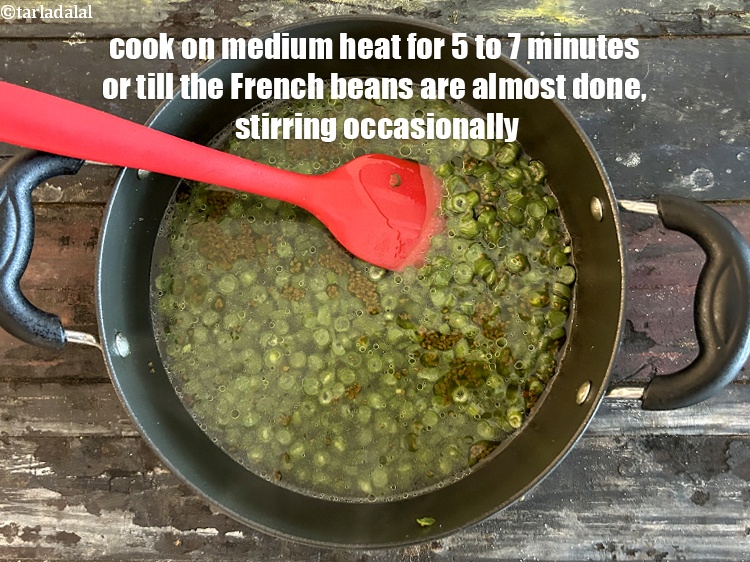 Step 26 – <p>Cook on a medium flame for 5 to 7 minutes or till the french beans …