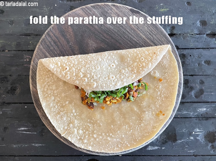 Step 45 – Fold the paratha over the stuffing.