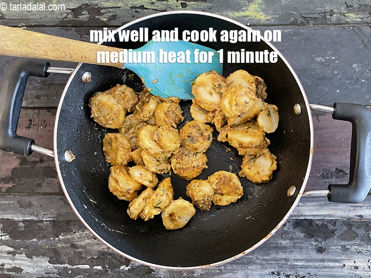 Step 37 – Mix well and cook again on medium heat for 1 minute.