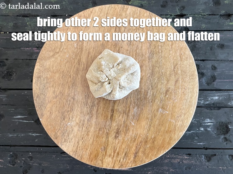 Step 28 – Then bring the other sides together&nbsp; in the centre and seal tightly to form a …