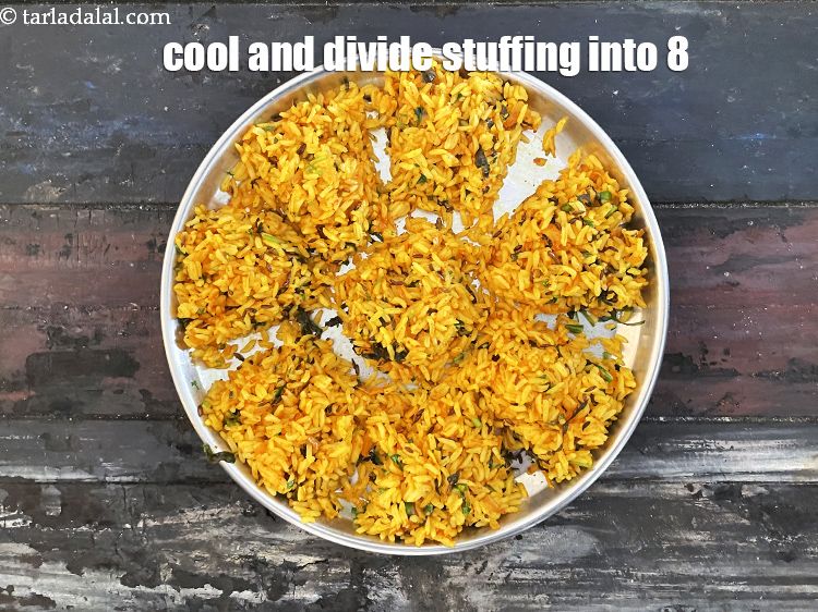 Step 29 – Allow to cool completely and divide the stuffing into 8 equal portions. Keep aside.
