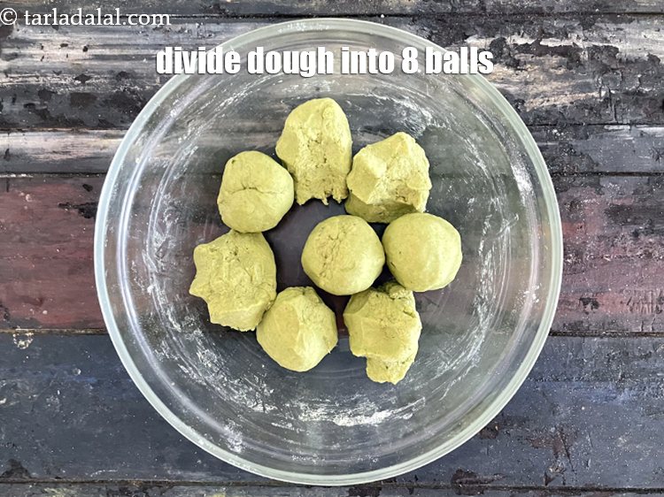 Step 28 – Divide the dough and stuffing into 8 equal portions.