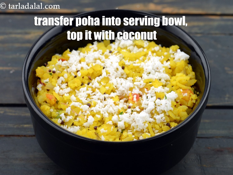 Step 26 – Transfer the <strong>matar poha recipe | green pea poha | healthy matar poha</strong>, into a …