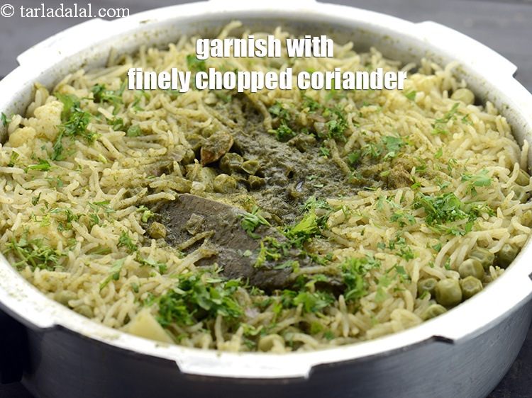 Step 31 – Garnish with 2 tbsp&nbsp;finely&nbsp;<a href="https://tarladalal.com/glossary-chopped-coriander-783i">chopped coriander (dhania)</a>.&nbsp;