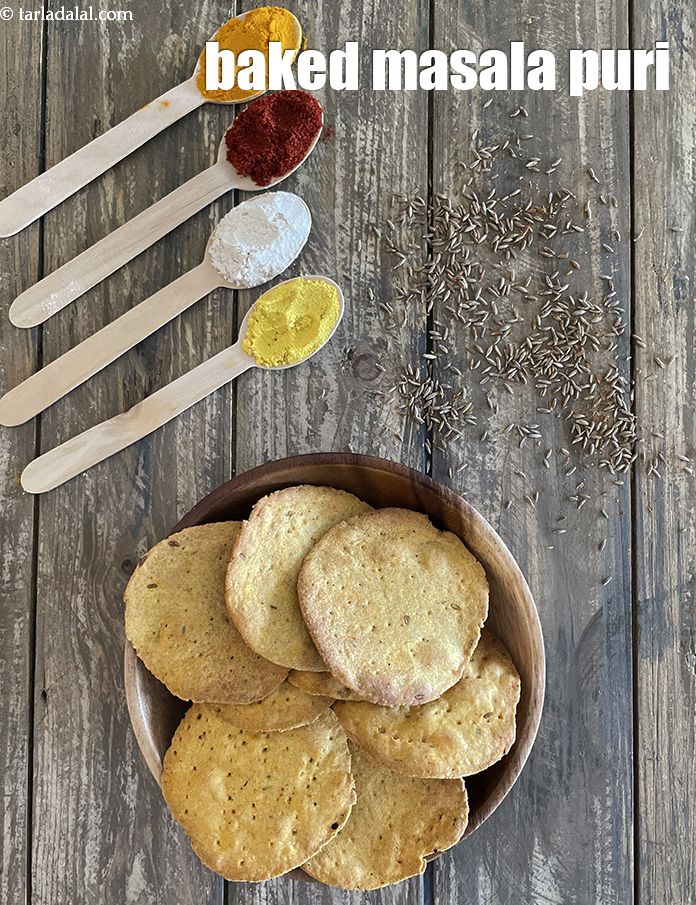 Step 27 – Serve <strong>baked masala puri | baked spicy puri | baked puri for sev puri | …