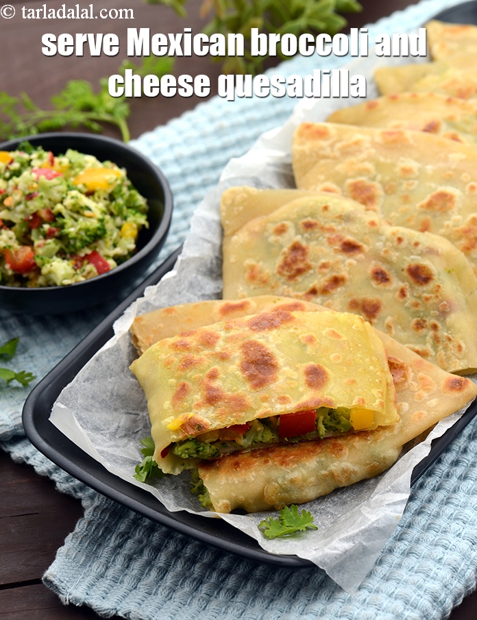 Step 27 – Serve<strong>&nbsp;broccoli bell pepper and cheese quesadilla recipe | Mexican broccoli and cheese quesadilla | Indian …