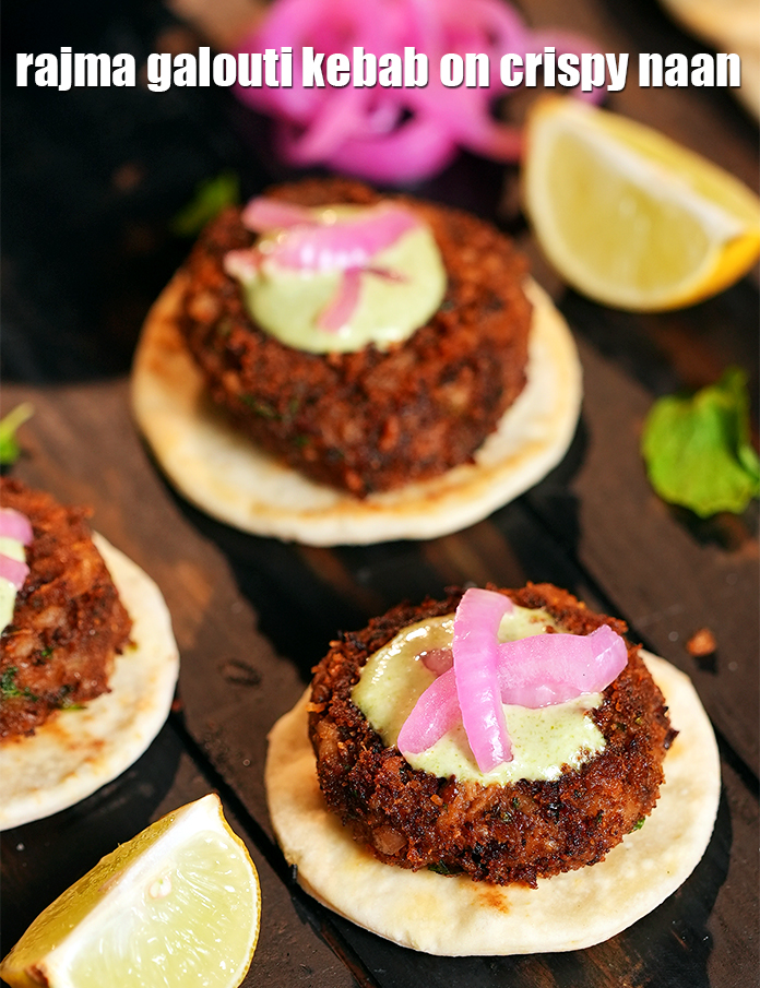 Step 30 – Serve <strong>veg galouti kebab</strong> on crispy naan immediately.