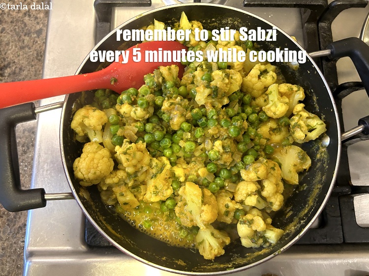Step 26 – Remember to stir sabzi every 5 minutes while cooking.