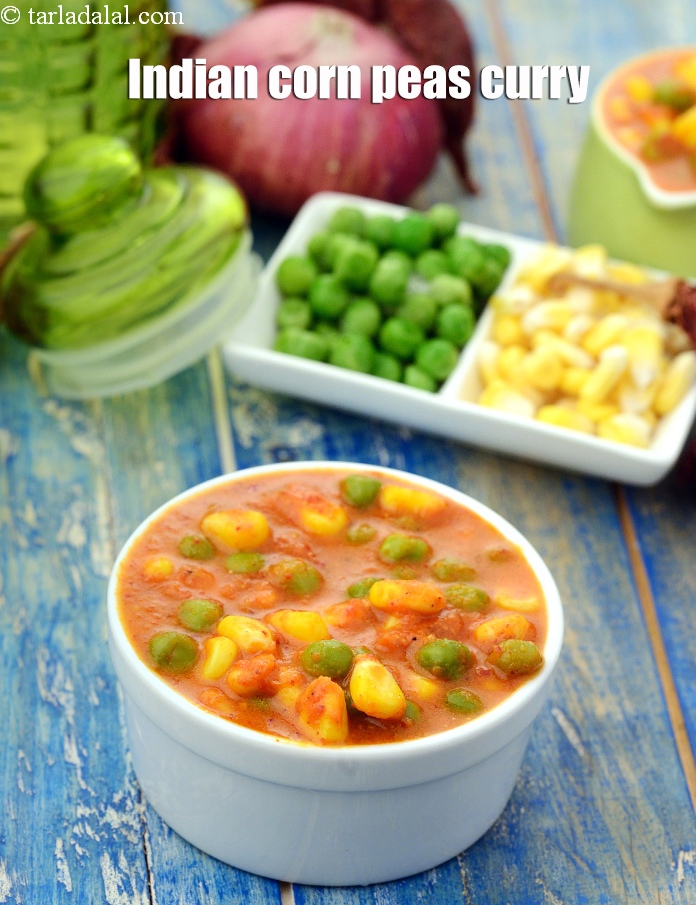 Step 27 – Serve <strong>corn and green peas sabzi recipe | Indian corn peas curry | healthy peas …