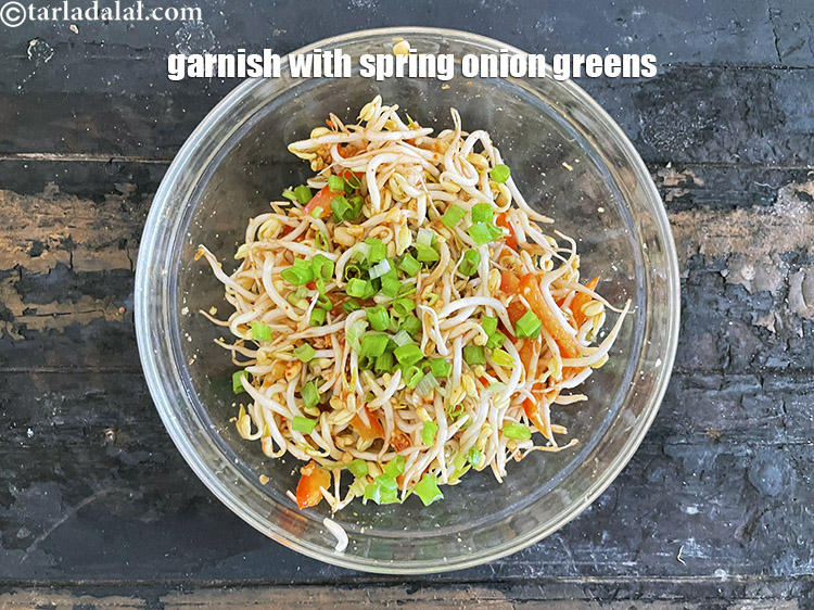 Step 20 – Garnish&nbsp;<strong>bean sprouts salads in chilli peanut&nbsp;dressing | Thai bean sprouts salad&nbsp;recipe | veg bean sprouts …