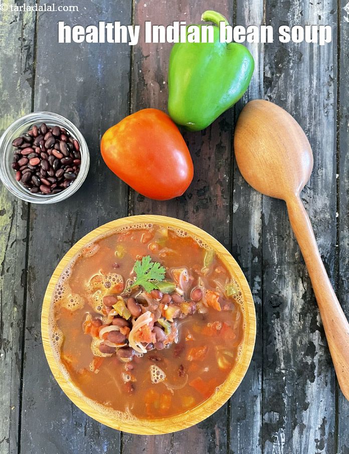 Step 34 – <p>Serve <strong>bean and vegetable soup | kidney bean tomato soup | healthy Indian bean soup …