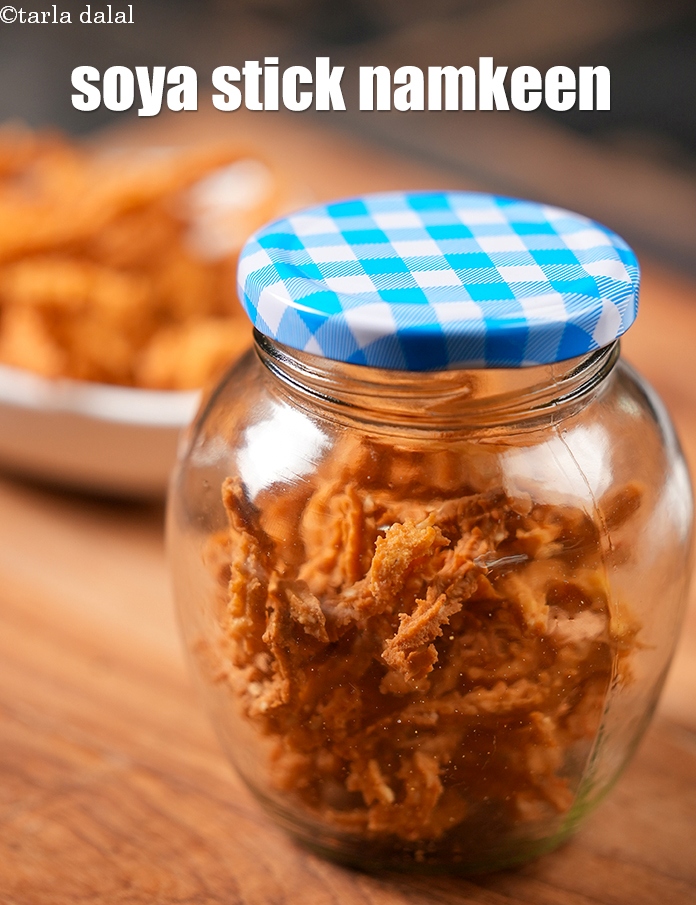 Step 27 – Cool and store <strong>rice soya sticks&nbsp;| soya stick namkeen | soya stick snack |</strong>&nbsp;in an …