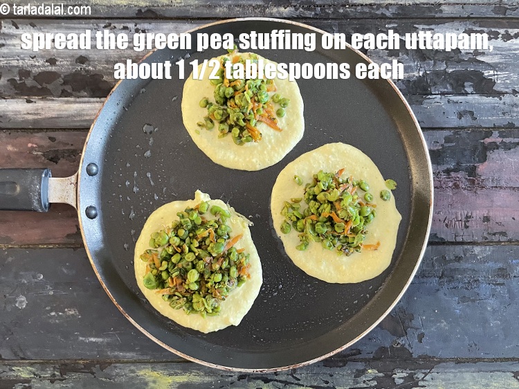 Step 35 – Spread a little green peas stuffing on it.
