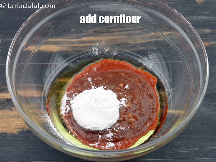 Step 27 – Add&nbsp;1 1/2 tbsp&nbsp;<a href="https://www.tarladalal.com/glossary-cornflour-cornstarch-maize-starch-corn-flour-112i">cornflour</a>.