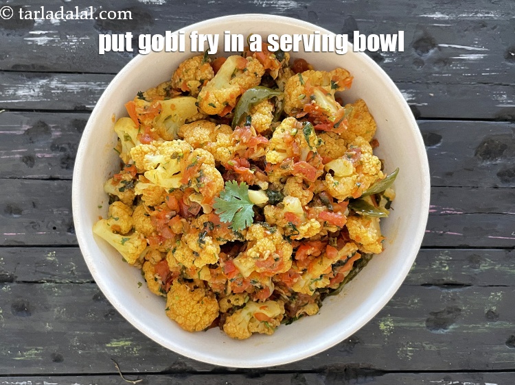 Step 26 – Put <strong>cauliflower stir fry | gobi fry | gobi tomato stir fry |&nbsp;</strong>in a serving …
