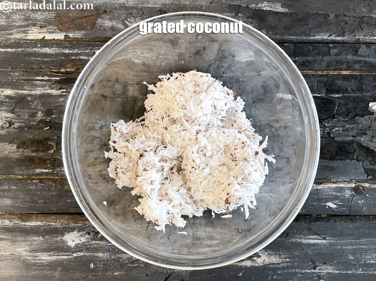 Step 6 – This is what grated coconut looks like.