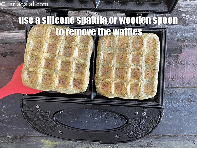 Step 28 – <meta charset="UTF-8" />Use a silicone spatula or wooden spatula to remove the waffles.&nbsp;