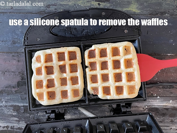 Step 30 – Use a silicone spatula or wooden spatula to remove the waffles.