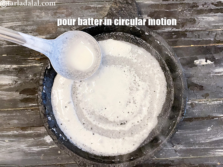 Step 33 – Pour batter in a circular motion.