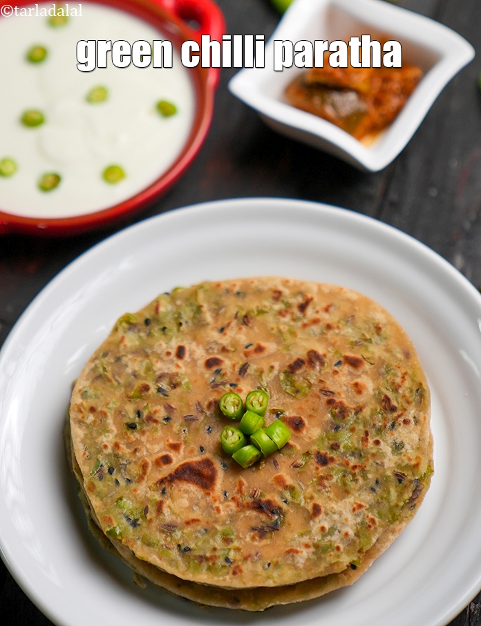Step 28 – Serve <strong>hari mirch paratha recipe | green chilli paratha | spicy green chilli flatbread |</strong> …
