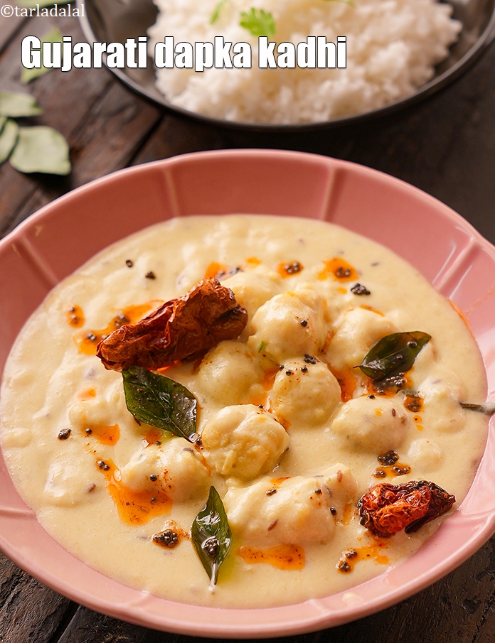 Step 29 – Serve <strong>dapka kadhi</strong> hot with steamed rice.