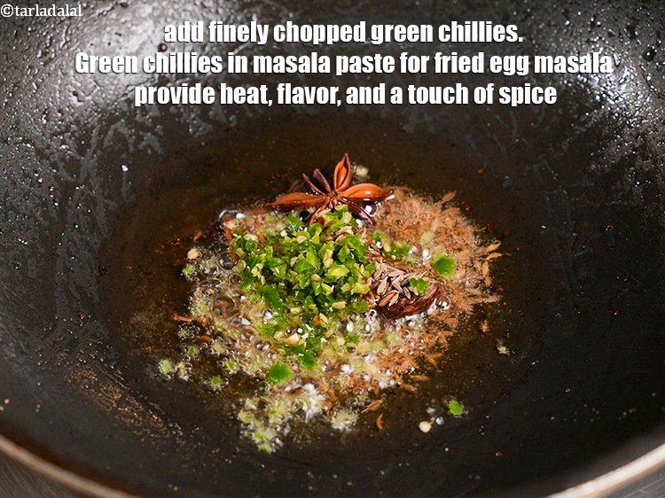 Step 27 – Add 1 tsp finely <a href="https://www.tarladalal.com/glossary-chopped-green-chilli-820i">chopped green chillies</a>. Green chillies in masala paste for fried …