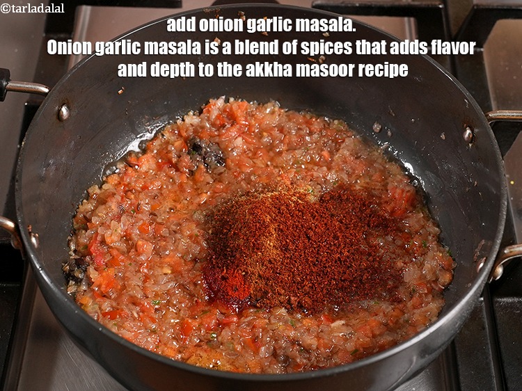 Step 27 – Add &frac12; tbsp onion garlic masala.&nbsp;Onion garlic masala is a blend of spices that adds …